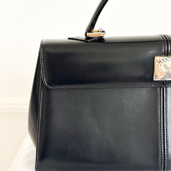 Vintage YSL Yves Saint Laurent Black Box Leather Top Handle Bag - Picture 2 of 16